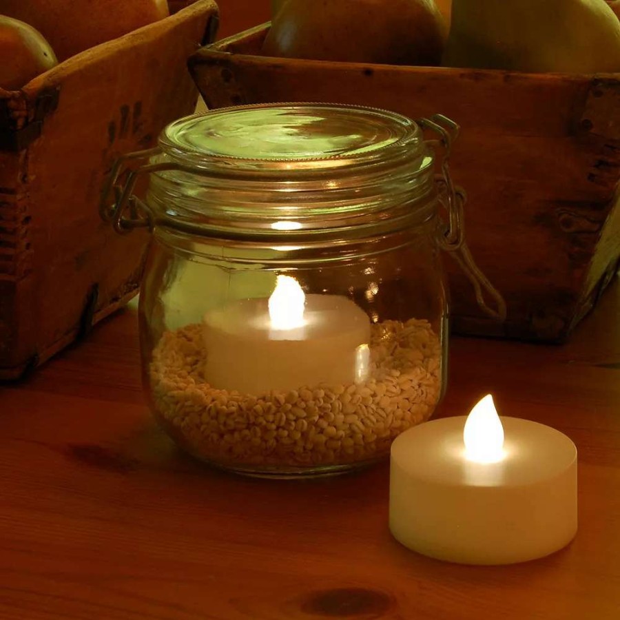 Votive & Tealight Candles * | Lumabase White Led Tealight Candle & Remote Control 5-Piece Set