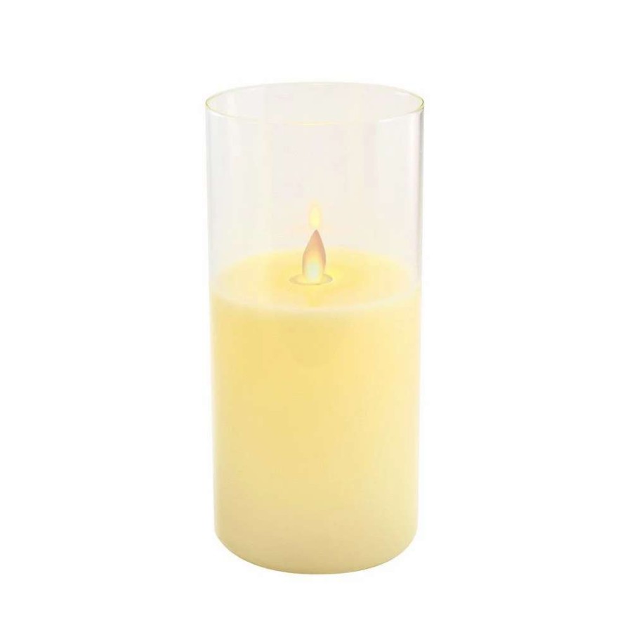 Pillar Candles * | Lumabase 8 Battery Operated Led Realistic Flame Wax Candle In Glass Holder