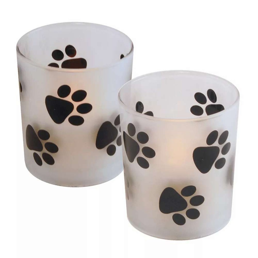 Candle Sets * | Lumabase Paw Print Led Candle 2-Piece Set